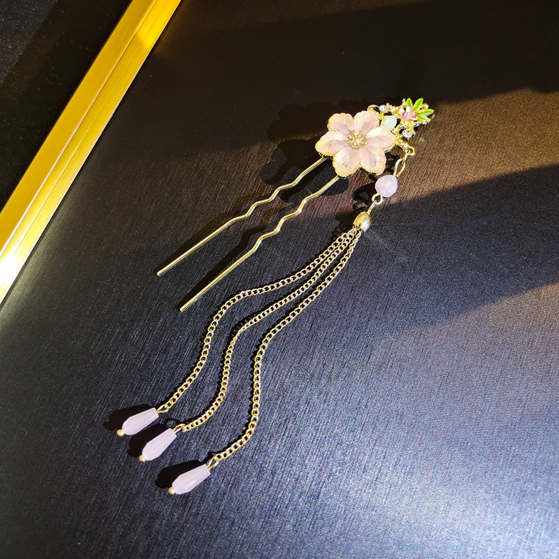 Hanfu Chinese Style Tassel Flower Hair Clip Vintage Barrette Hair Accessories