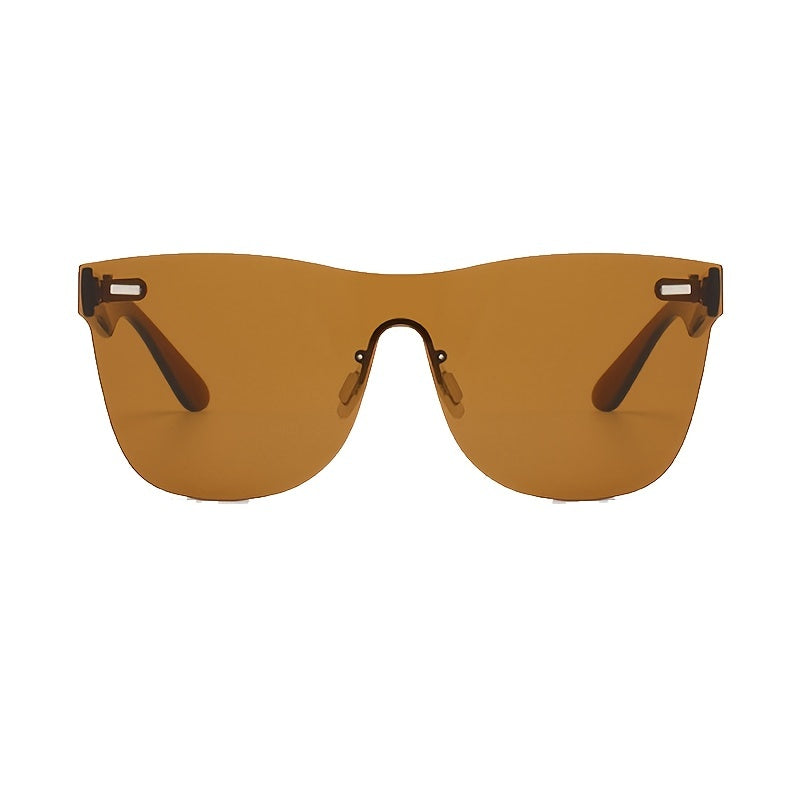 Oversize Rimless Sunglasses One Piece Mirror Colorful Lens UV400
