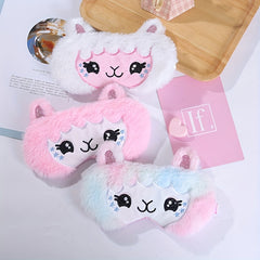 Cartoon Alpaca Eye Mask Soft Breathable Blackout Blindfold for Travel Rest Nap