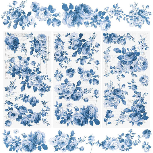 3pcs Floral Decals Rub On Designs for Scrapbooking Furniture 14+