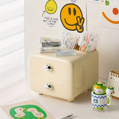 Cream Style Drawer Pen Holder Office Desk Organization Storage Box