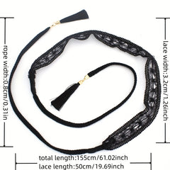 Boho Tassel Sash Belt Vintage Braided Lace Waistband