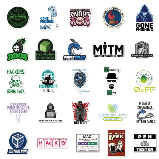 50 Unique Hacker Programming Stickers for Laptops Skateboards Helmets