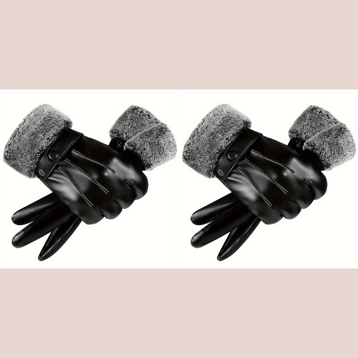 Men's Warm Gloves Motorcycle Riding Cold proof Leather Gloves Plus Velvet