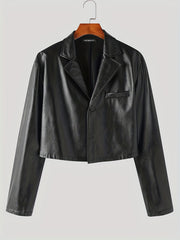 Men's Cropped Blazer Casual Lapel Jacket for Spring Fall