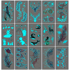 15 Glow Dark Butterfly Tattoo Stickers Waterproof Temporary Tattoo