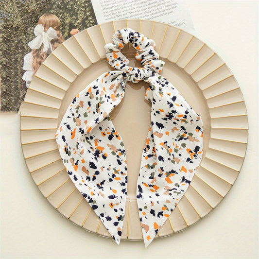 Floral Bowknot Hair Scarf Scrunchies Elastic Hair Tie