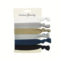 6pcs Knotted Ribbon Hair Tie Wide Hair Rope Bracelet Elastic