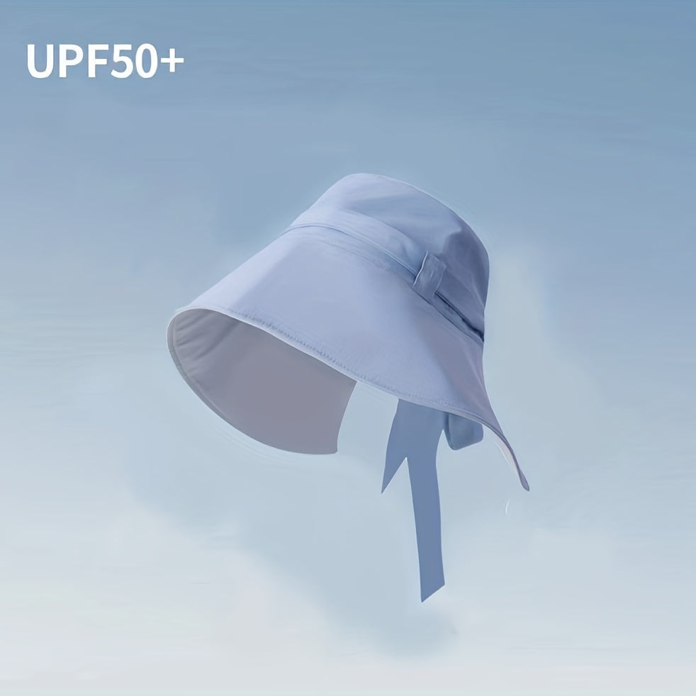 Wide Brim Bowknot Sun Hat Lace Up Bucket Hat UV Protection