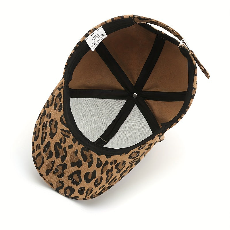 Leopard Print Baseball Cap Iron R Pendant Sun Hat