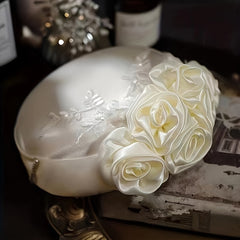 Satin Flower Fascinator Hat Bridal Wedding Headwear French Style Beret