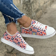 Women's Flag Canvas Sneakers Low Top Shoes