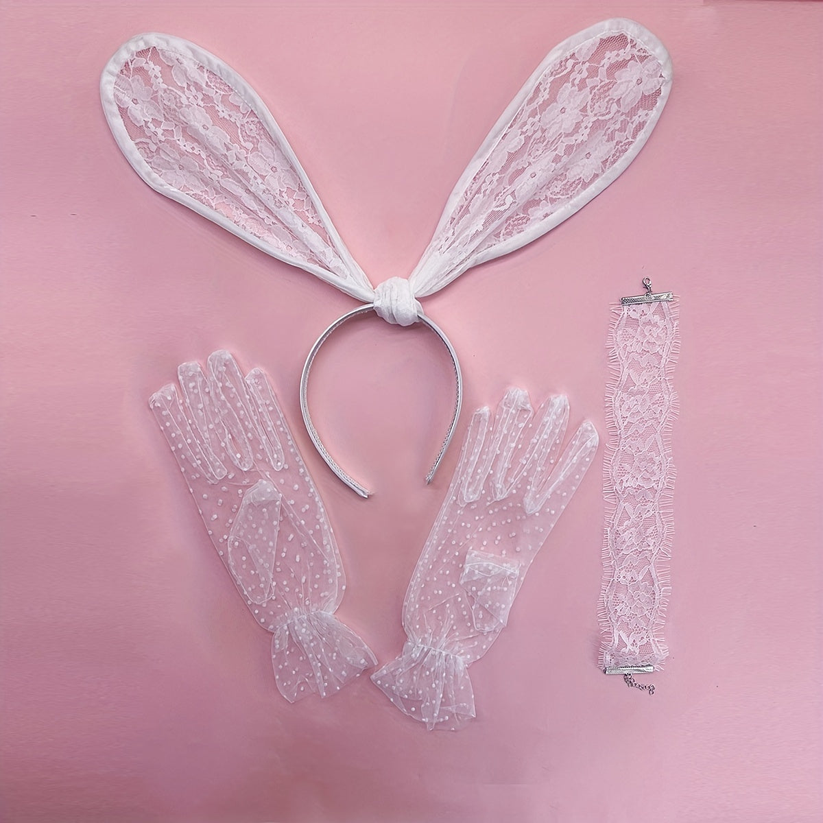 4pcs Rabbit Ears Lace Head Hoop Bachelorette Party Accessories