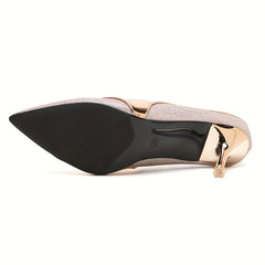 Women's Glitter Stiletto Heels Elegant Pointed Toe Slip On High Heel Shoes