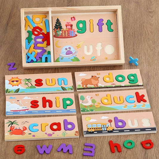 Wooden Language Learning Toy Spell Learning Puzzle Preschool Activities