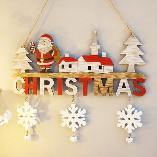 Festive Santa Village Wooden Hanging Decoration