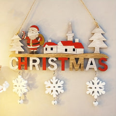 Festive Santa Village Wooden Hanging Decoration