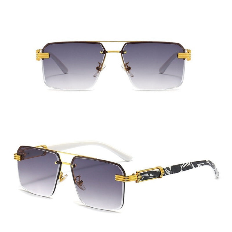 Stylish Oversized Square Sunglasses Marble Wooden Temples Women