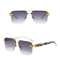 Stylish Oversized Square Sunglasses Marble Wooden Temples Women