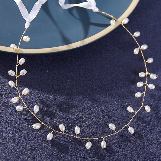 Boho Pearl Hair Vine Headpiece for Brides