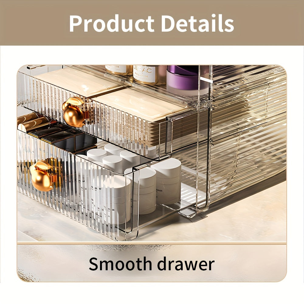Cosmetic Storage Rack with Drawers and Compartments