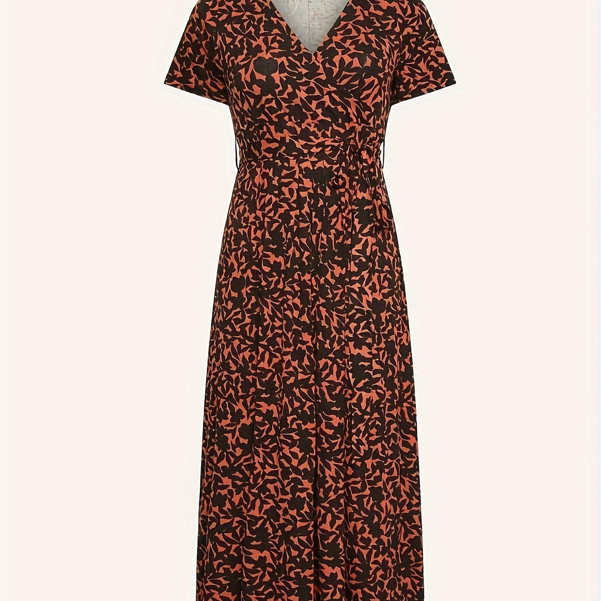  Allover Print Short Sleeve Dress