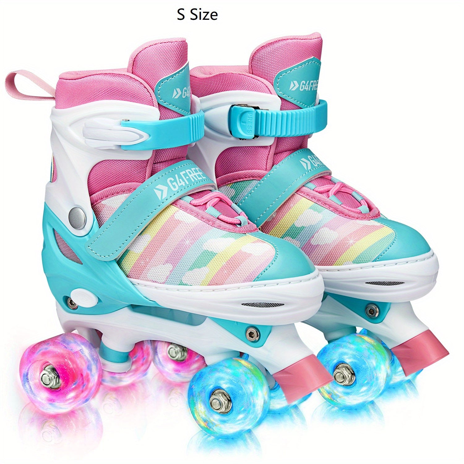 Kids Candy Roller Shoes with Buckle Four Wheeled Skate Sneakers