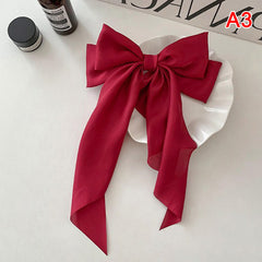 Bow Ribbon Hair Clip Solid Satin Hair Pin Retro Hair Accessories