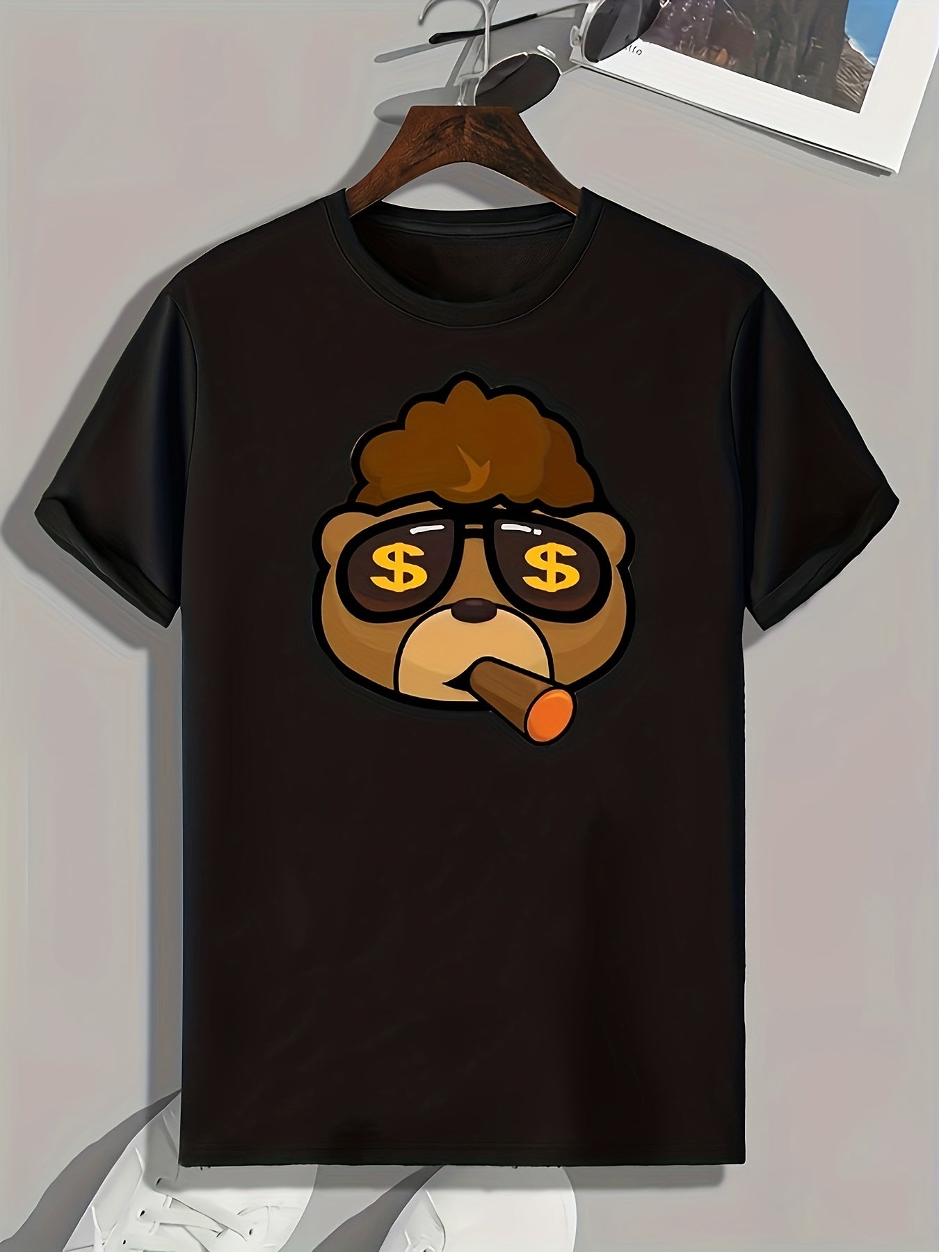 Bear Print Men's Graphic T shirt for Summer