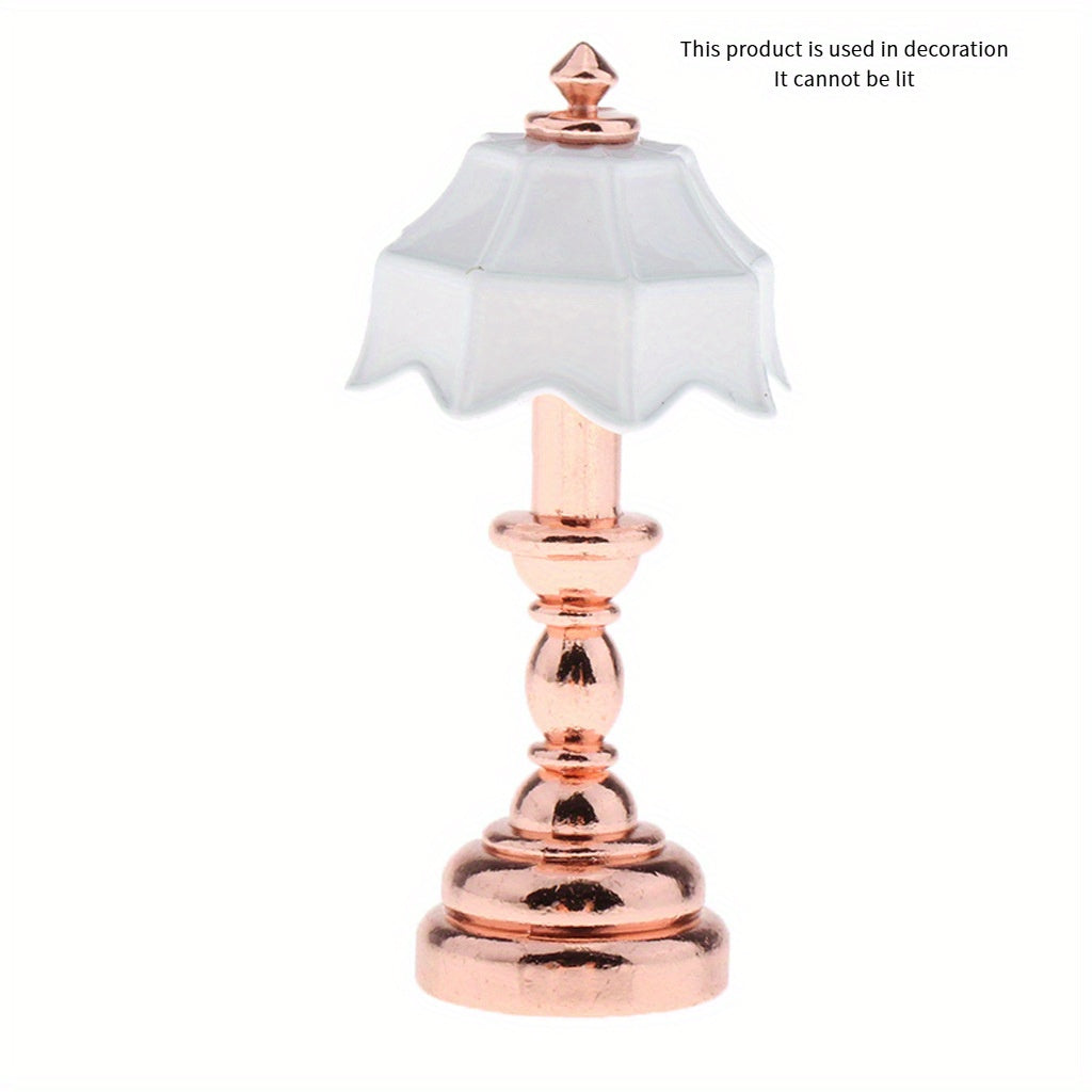 1:12 Scale Metal Table Lamp Vintage Style Bedside Replica for Dollhouse