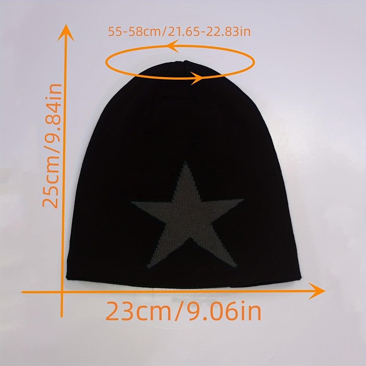 Neutral Large Star Jacquard Plus Velvet Knitted Hat
