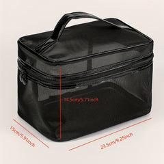 Clear Mesh Square Makeup Bag With Handle Portable Cosmetic Bag