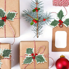 5pcs Christmas Red Fruit Leaves DIY Christmas Accessories