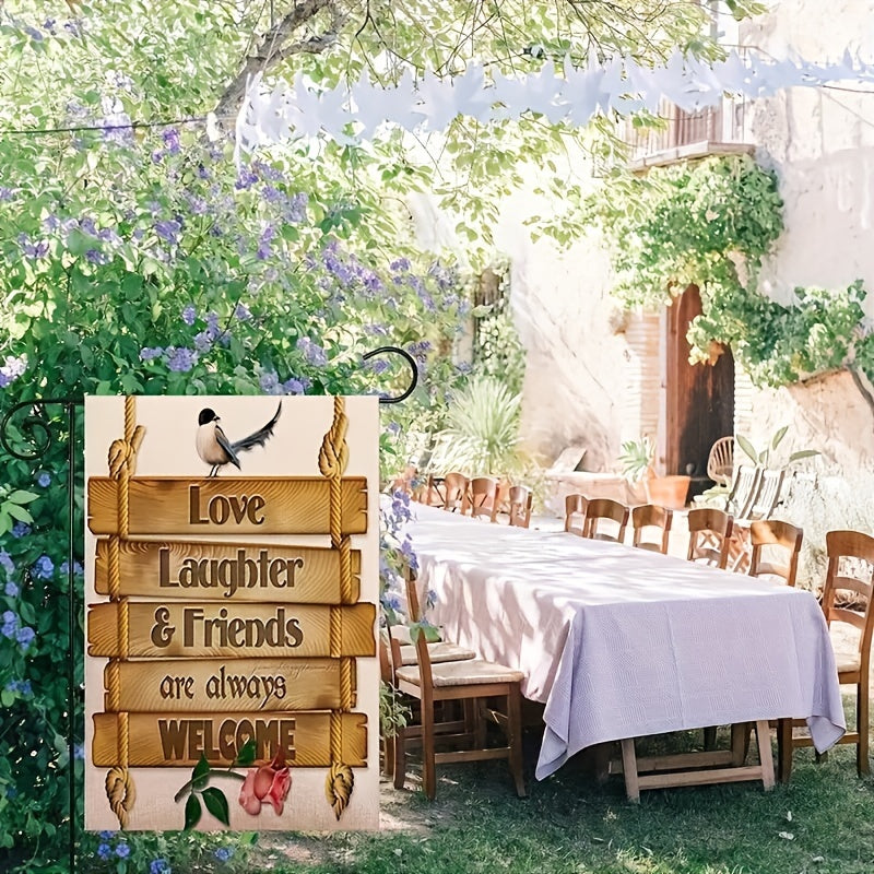 Love Laughter & Friends Garden Flag 30x48 Inches Double Sided Decoration
