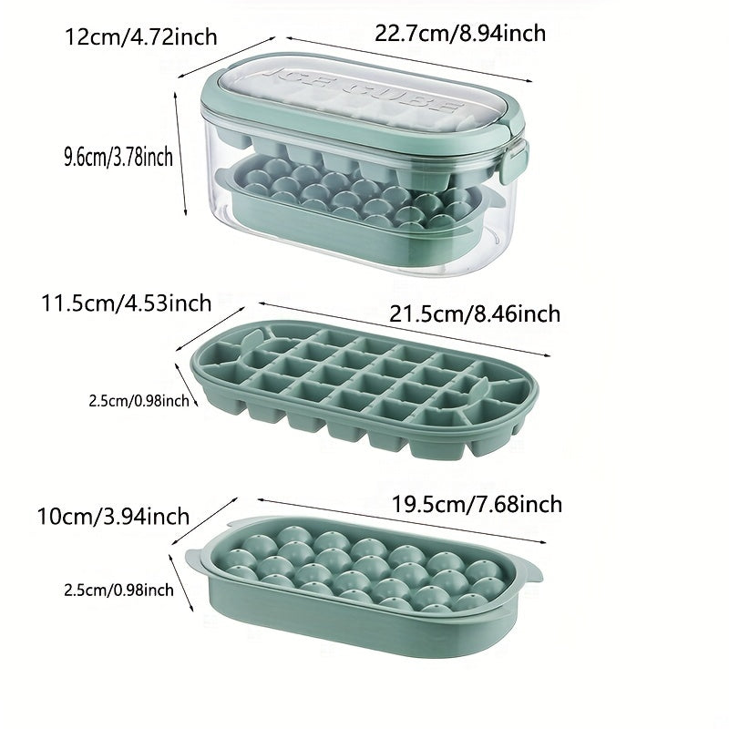 Round Ice Cube Trays with Lid & Bin BPA Easy Release Ice Cube Maker