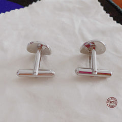 S925 Men's Cufflinks Oval Curved Style Sleeve Buttons