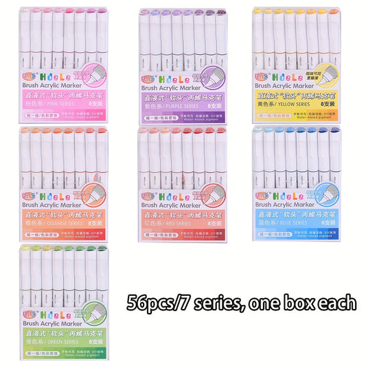 Art Soft Tip Pen Coloring Set 56 Brush Head Markers Back to School Gift