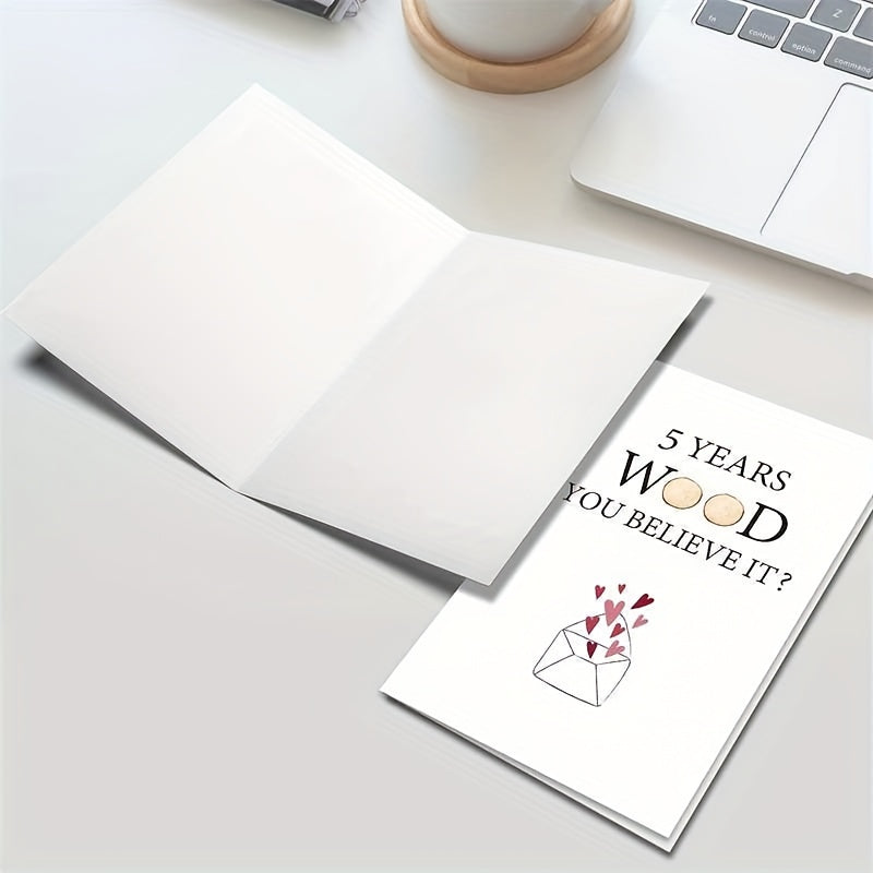 5th Anniversary Funny Wood Card Set - Wife Husband Girlfriend Boyfriend