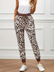  Leopard Print High Rise Jogger Pants with Pockets