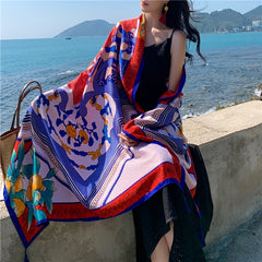 Boho Large Scarf Vintage Print Shawl Windproof Head Wrap