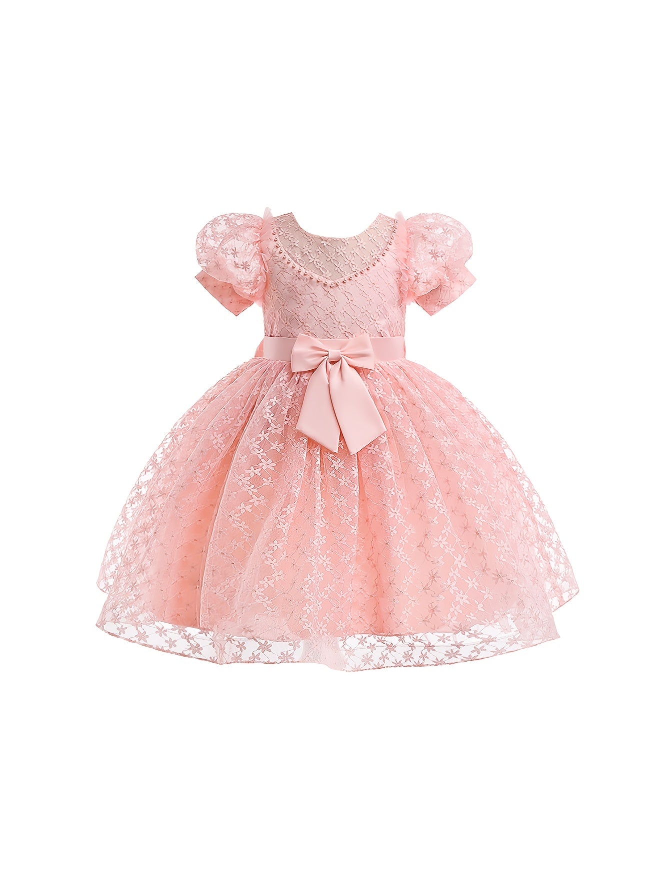 Girls Floral Princess Dress Puff Sleeve Tutu Dresses
