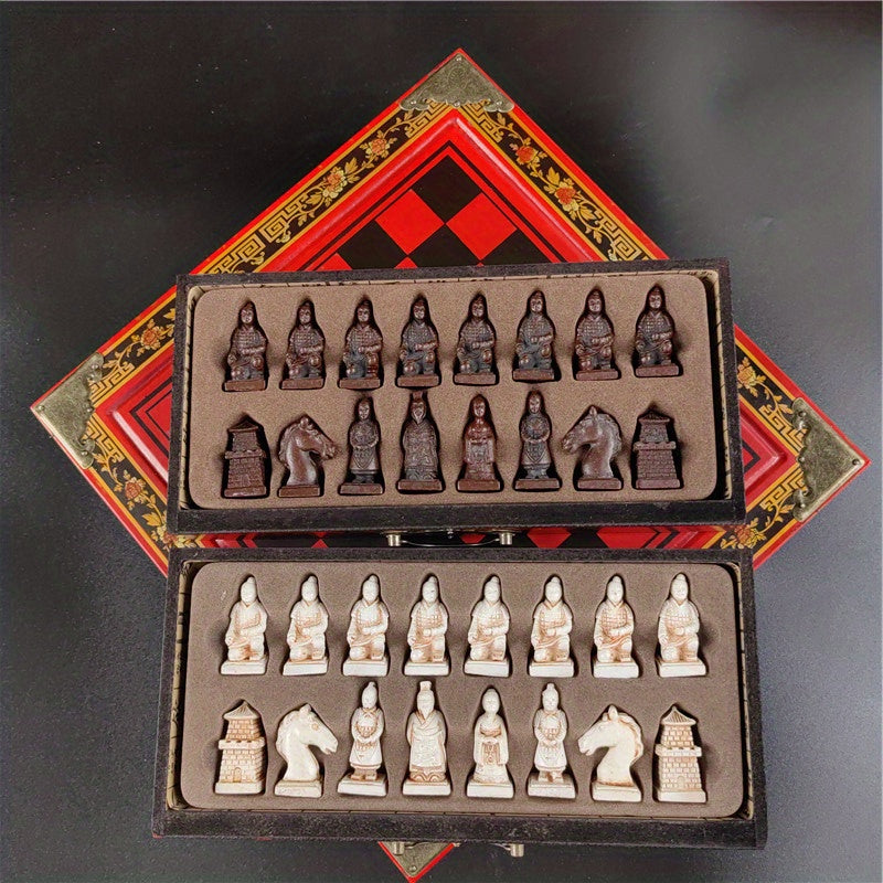 Vintage Terracotta Warriors & Qing Soldiers Chess Set