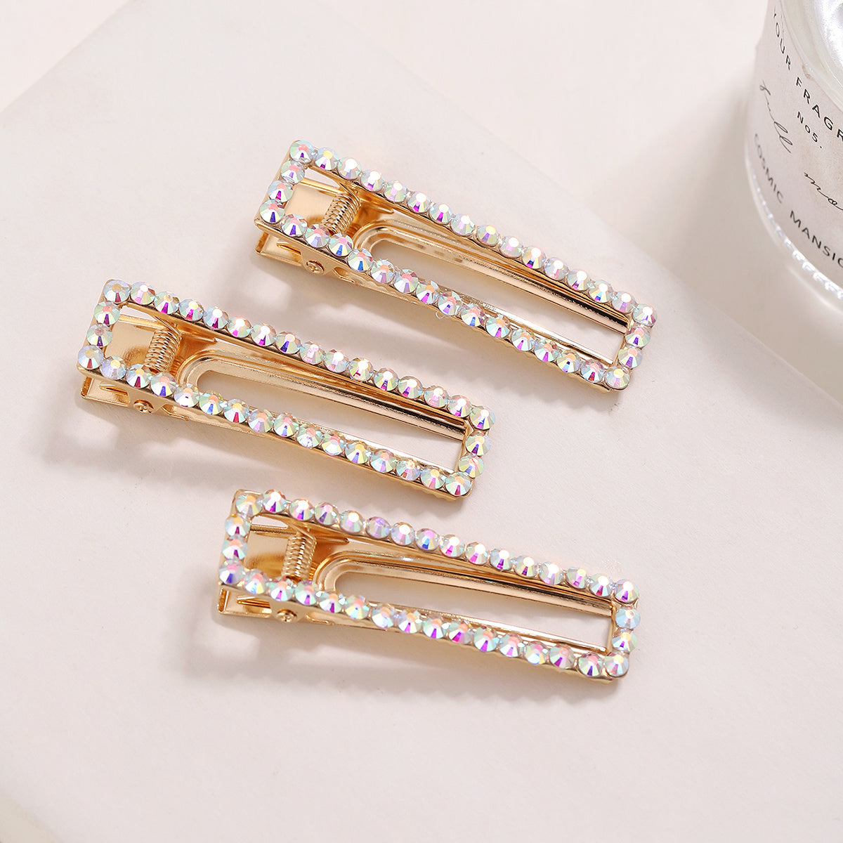 Rhinestone Hair Clip Rectangular Hollow Duck Billed Clip Hair Accessories