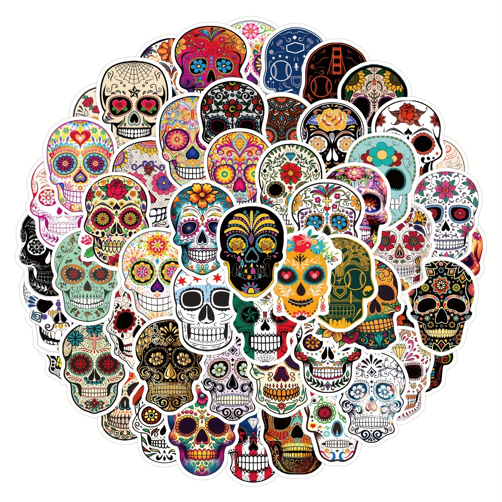 60pcs Flower Skull Stickers Pack