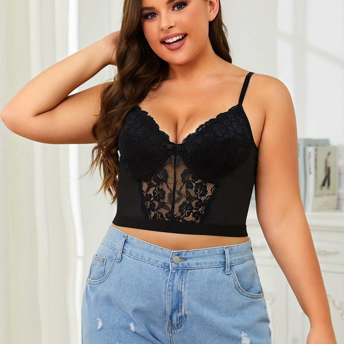 Lace Tummy Control Bustier Cami Top