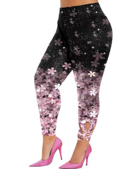 Women's Plus Floral Print Tummy Control Skinny Trousers