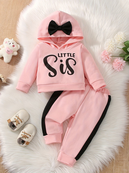Casual Letter Print Hooded Sweatshirt and Trousers Set