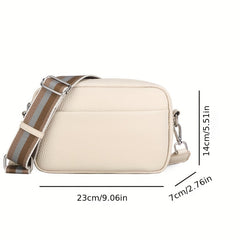 Wide Strap Cube Crossbody Bag PU Leather Textured Bag