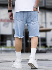 Men's Ripped Denim Shorts Casual Loose Fit Distressed Jean Shorts