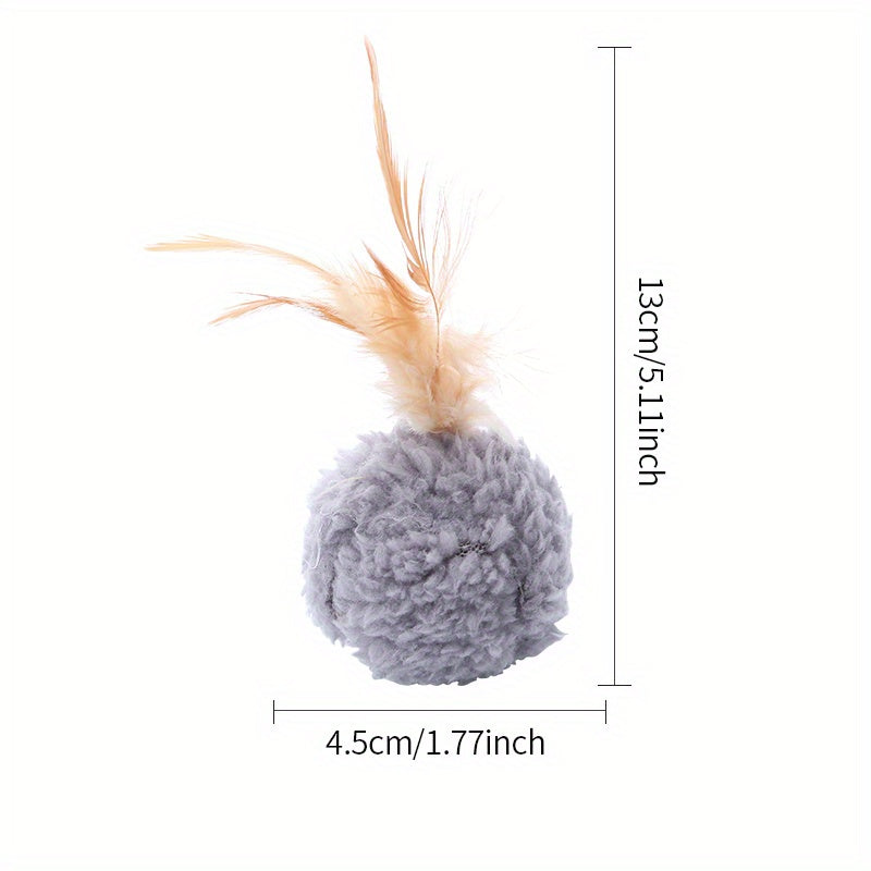 Interactive Cat Teaser Toy Plush Ball with Feathers